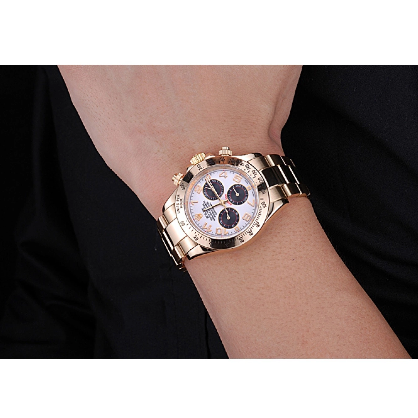 Aaa replica watch with White Black Cosmograph Rolex Gold Daytona 622548 Subdials Bracelet 0717